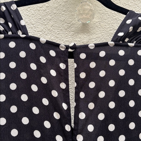 Kate Spade | Lia Black Polka Dot Jumpsuit with tie belt wide leg cropped - Picture 9 of 10